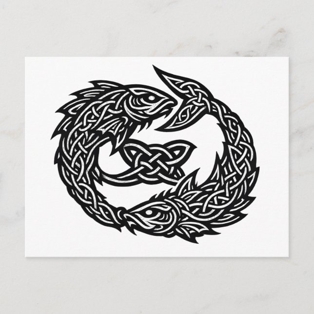 Fiskarna Keltisk Två‑Strömmars Sigil | BurnsInHell Vykort (Framsida)