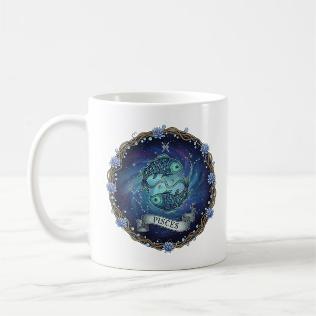 Fiskarna speciell Zodiak Kaffe Mugg (Vänster)