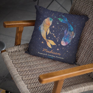 Fiskarna Stjärnbild Zodiak Vattenfärg Stjärna Gala Kudde