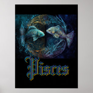 Fiskarna Zodiac Tecken Postkort Poster