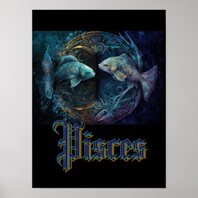 Fiskarna Zodiac Tecken Postkort Poster (Framsidan)