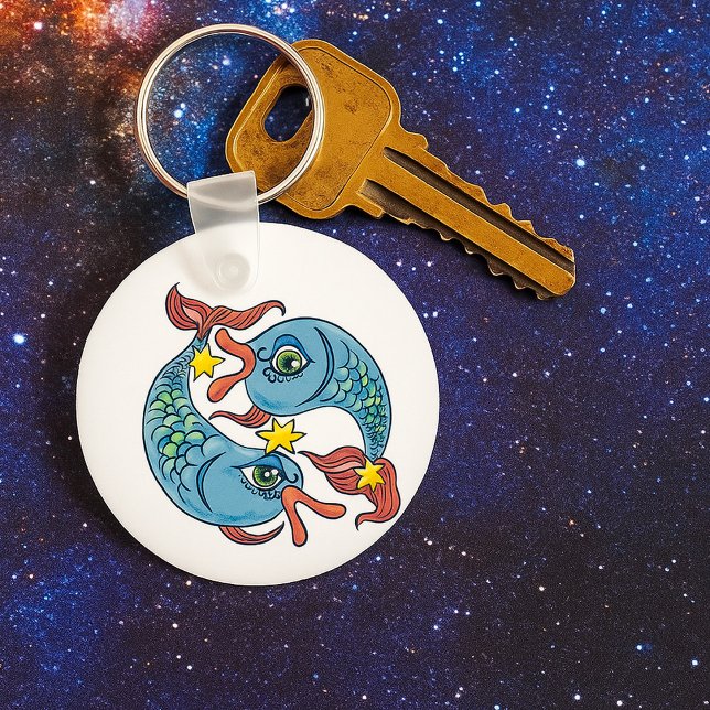 Fiskarna Zodiak Fisk Celest Astrologi Nyckelring (Skapare uppladdad)