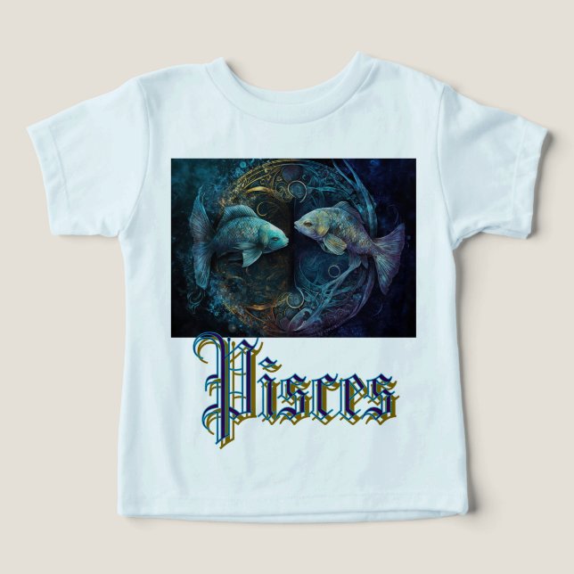 Fiskarna Zodiak T Shirt (Design Framsida)