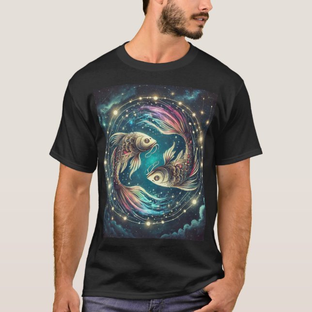 Fiskarna Zodiakens Konst T Shirt (Framsida)