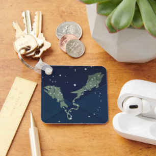 Fiskarnas stjärnbild Vintage Zodiak Astrologi Nyckelring