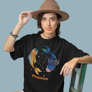 Fiskarnas stjärnbild Zodiak Vattenfärg Stjärna Gal T Shirt