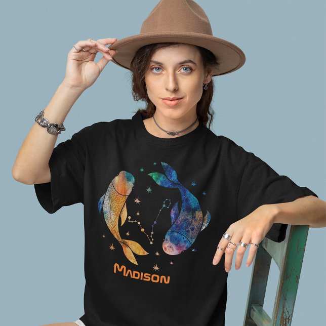 Fiskarnas stjärnbild Zodiak Vattenfärg Stjärna Gal T Shirt (Skapare uppladdad)