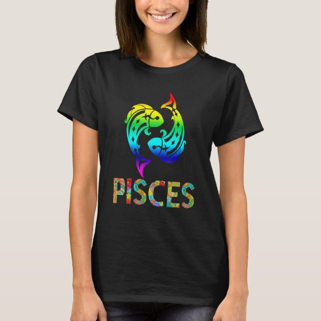 Fiskarnas stjärntecken Färgglatt fiskmönster T Shirt (Framsida)