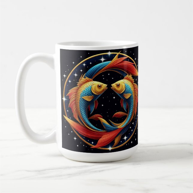 Fiskarnas stjärntecken i en kosmisk konstnärlig st kaffemugg (Vänster)