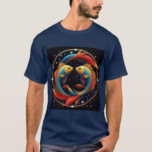 Fiskarnas stjärntecken i en kosmisk konstnärlig st t shirt