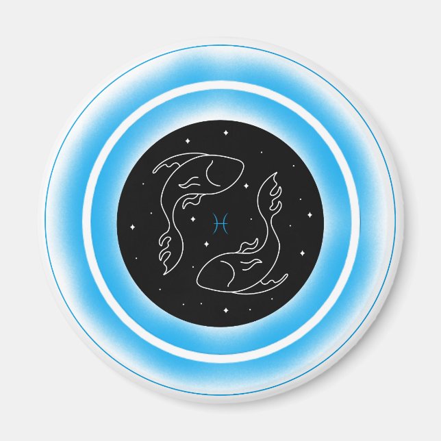 Fiskarnas symbol – Minimalt astrologiskt emblem Magnet (Framsidan)