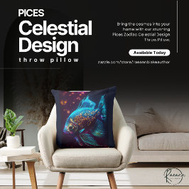 Fiskarnas Zodiak Celestial Design Kudd kast Kudde