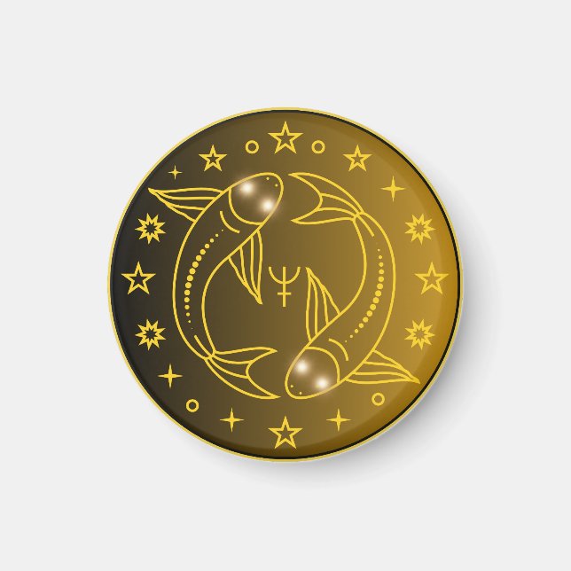Fiskarnas Zodiakemblem | Minimalt Celest Symbol Magnet (Framsidan)