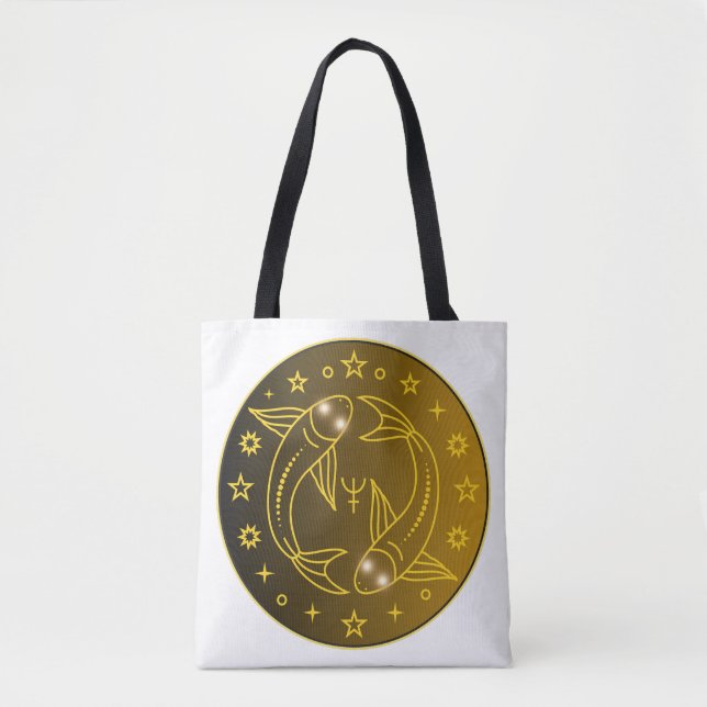 Fiskarnas Zodiakemblem | Minimalt Celest Symbol Tygkasse (Framsida)