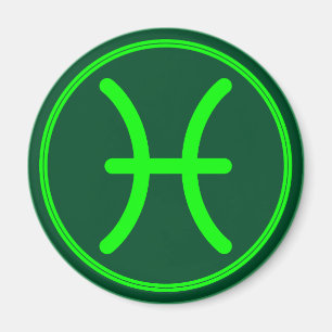 Fiskarnas Zodiakussymbol Grön Kontrast Magnet
