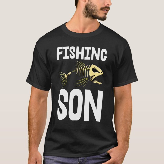 Fiskarson Tee Skelett Fisk Ben Tees Vassa Tänder (Framsida)