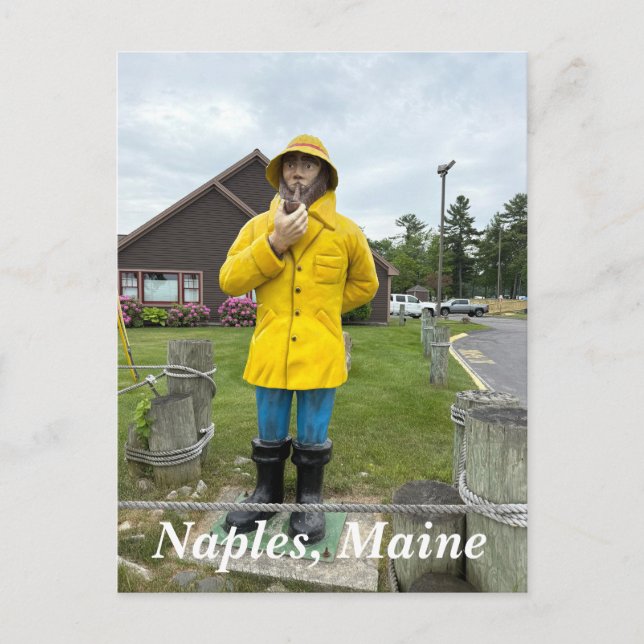 Fiskarstatyn i Neapel, Maine Helg Vykort (Framsida)