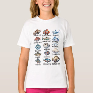 Fiskarter av sötvattensfiskare t shirt