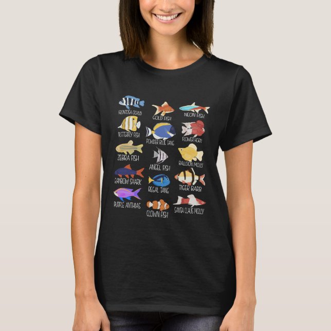 Fiskarter av sötvattensfiskare t shirt (Framsida)