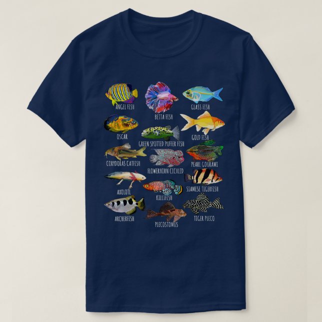 Fiskarter Biologiska typer av vattenbruk T Shirt (Design framsida)