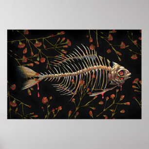 Fiskben med blommor - 5x7in miniprint endast 1 poster