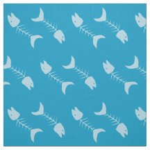 Fiskbenen Mönster Blue Fabric