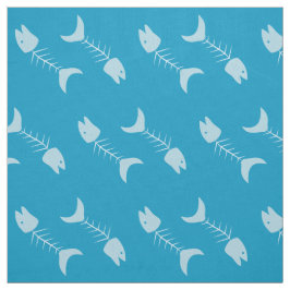 Fiskbenen Mönster Blue Fabric Tyg