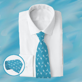 Fiskbenet Mönster Blue Neck Tie Slips