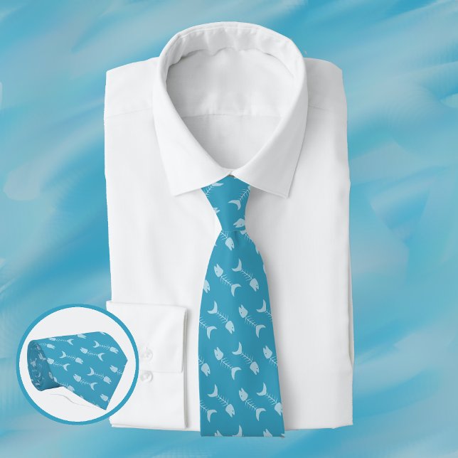 Fiskbenet Mönster Blue Neck Tie Slips (Skapare uppladdad)