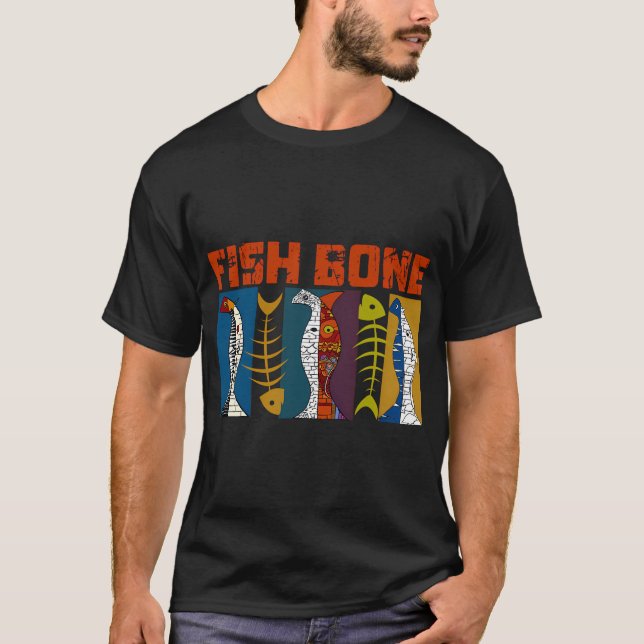 Fiskbens konstnärliga collage t shirt (Framsida)