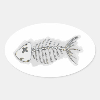 Fiskbensskelett Halloween ovala klistermärken