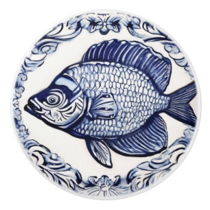 Fiskblått och vitt hav Lämnat mot Knopp