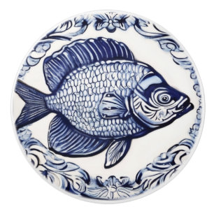 Fiskblått och vitt hav samt Höger mot havet Knopp
