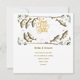 Fiskbröllop tema för fiskälskare spara datumet