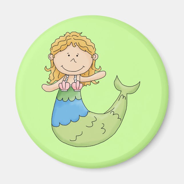 Fiskdesign för Cute Blond Sjöjungfru Girl Magnet (Framsidan)