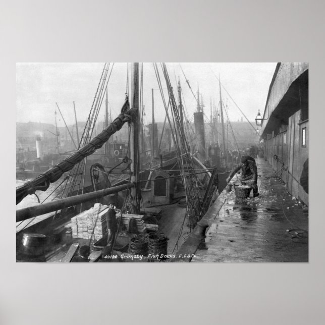 Fiskdockor, Grimsby, tidigt 1900-talet Poster (Framsidan)