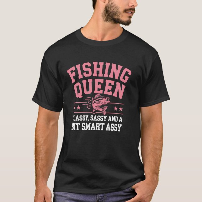 Fiskdrottning Klassig Sassy Smart Assy Rolig Fiske T Shirt (Framsida)
