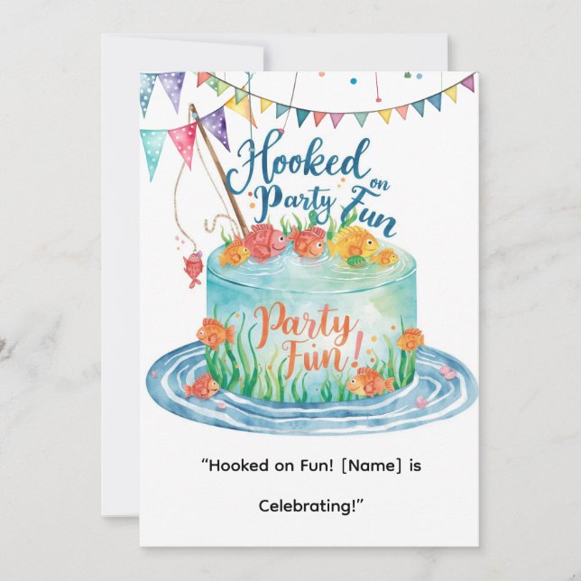 Fiske 1:a födelsedag efter Lilla Anglers Party Inbjudningar (Framsida)