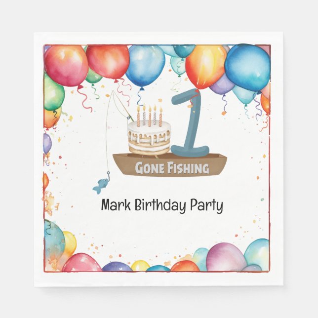 Fiske 1:a födelsedag pappersservett (Framsidan)