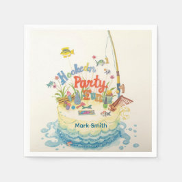 Fiske 1:a födelsedagen Party med kummelns dekorati Pappersservett