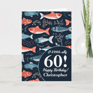 Fiske 60 Fiskare, födelsedag Kort