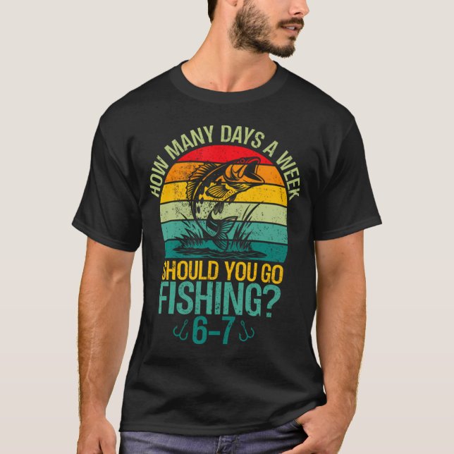Fiske 6 dagar i veckan t shirt (Framsida)