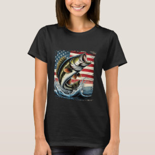 Fiske Abborre Fångst Älskare Juli USA Flagga Gamma T Shirt