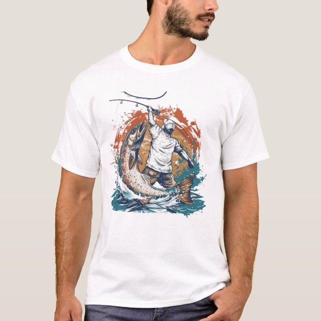 Fiske Älskare, Fisher Man in bot T Shirt (Framsida)