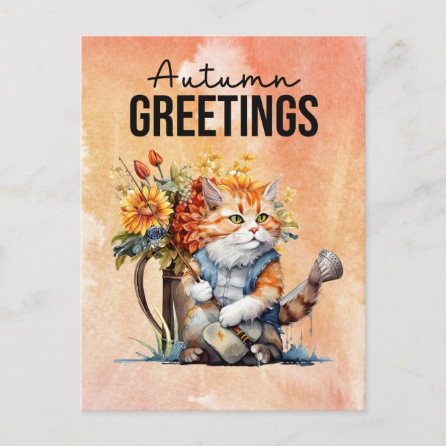 Fiske älskare för hösten hälsning vykort (Framsida)