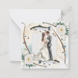 Fiske Älskare Hälsning Lycklig Bröllop Anteckningskort