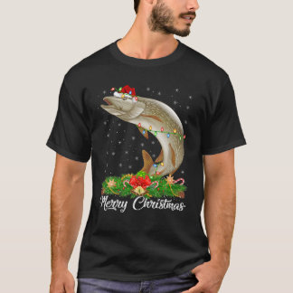 Fiske Älskare Matching Santa Hat Pike Fish Christm T Shirt