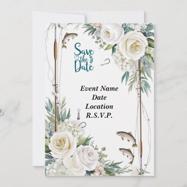 Fiske Älskare tema spara datumet Inbjudningar (Framsida)