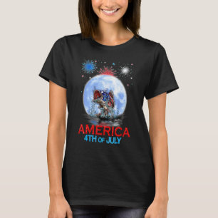 Fiske amerikansk flagg måne självständighetsdag 4 t shirt