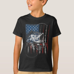 Fiske amerikansk flagga vintage usa B fiskargåva T Shirt